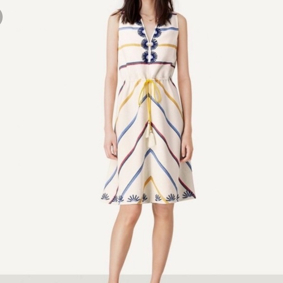 Tory Burch Dresses & Skirts - Tory Burch Embroidered Drawstring Dress - Size 4